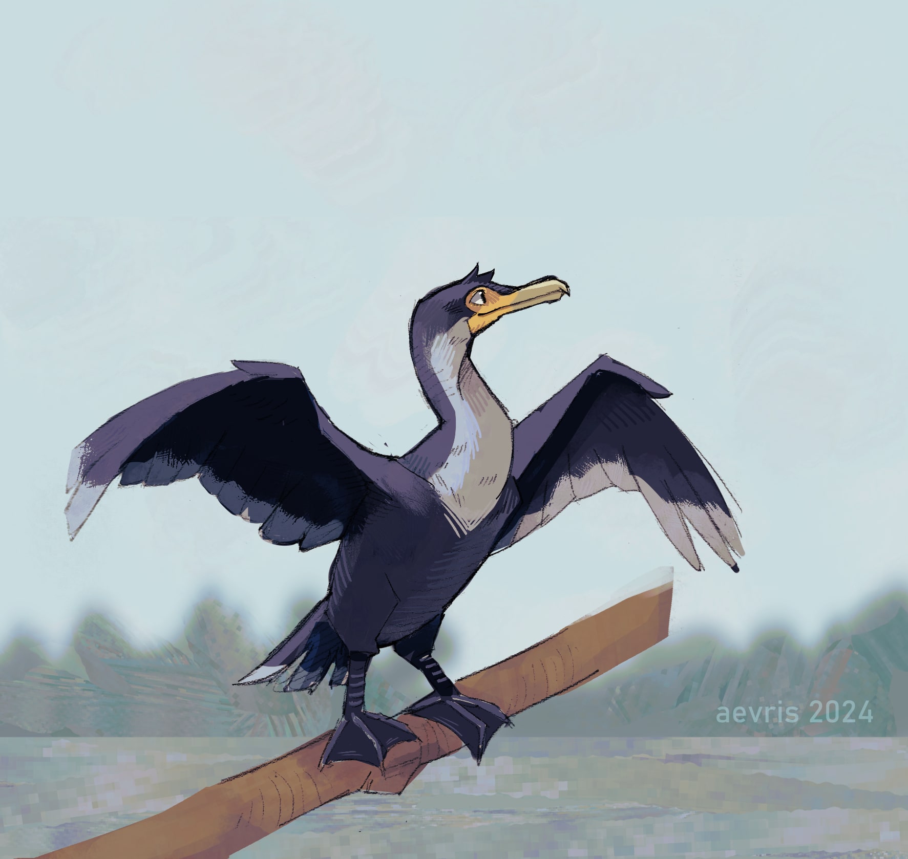 Coloured sketch with a rudimentary background (maybe around $5 more for a total of $55.)